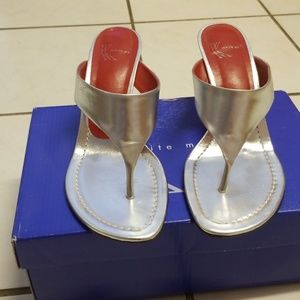 White Mountain Silver Thong  Mule Sandal